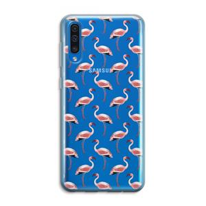 CaseCompany Flamingoprint groen: Samsung Galaxy A50 Transparant Hoesje