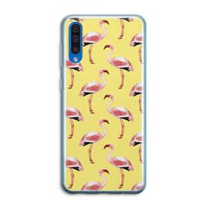 CaseCompany Flamingo's geel: Samsung Galaxy A50 Transparant Hoesje