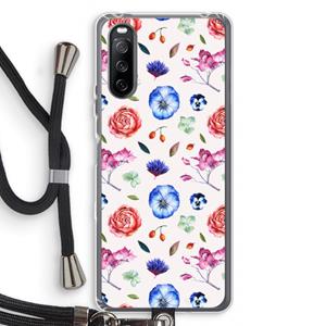 CaseCompany Bloemetjes: Sony Sony Xperia 10 III Transparant Hoesje met koord