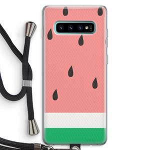 CaseCompany Watermeloen: Samsung Galaxy S10 Plus Transparant Hoesje met koord