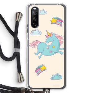 CaseCompany Vliegende eenhoorn: Sony Sony Xperia 10 III Transparant Hoesje met koord