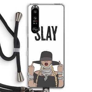 CaseCompany Slay All Day: Sony Xperia 1 III Transparant Hoesje met koord