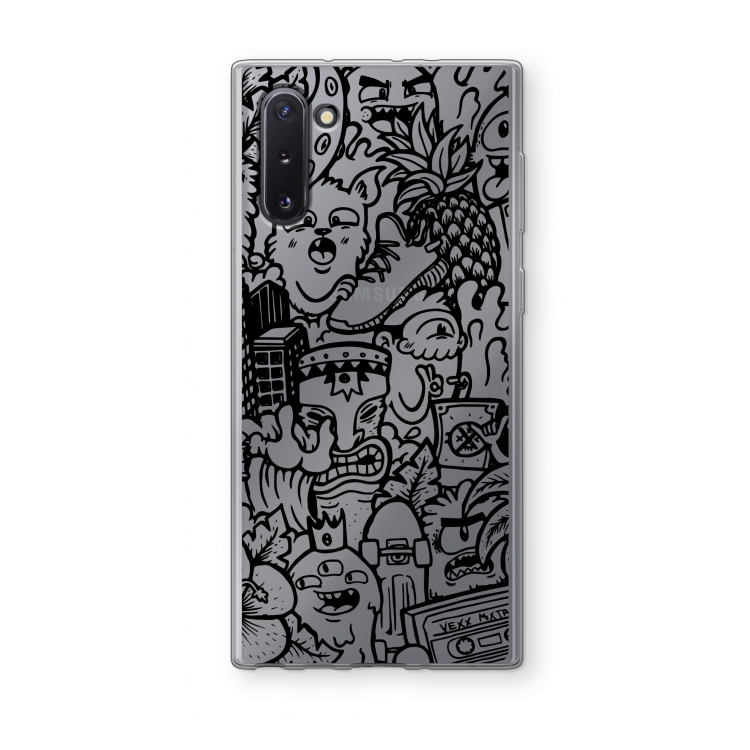 CaseCompany Vexx Black Mixtape: Samsung Galaxy Note 10 Transparant Hoesje