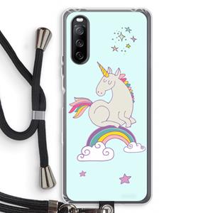 CaseCompany Regenboog eenhoorn: Sony Sony Xperia 10 III Transparant Hoesje met koord