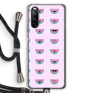 CaseCompany Smiley watermeloenprint: Sony Sony Xperia 10 III Transparant Hoesje met koord