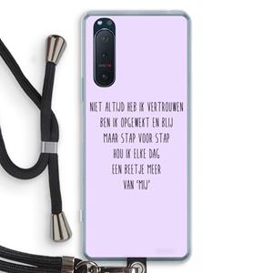 CaseCompany Zelfvertrouwen: Sony Xperia 5 II Transparant Hoesje met koord