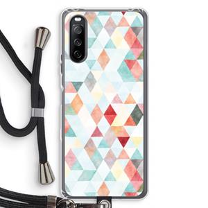 CaseCompany Gekleurde driehoekjes pastel: Sony Sony Xperia 10 III Transparant Hoesje met koord