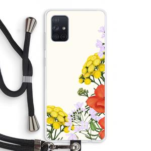 CaseCompany Wilde bloemen: Samsung Galaxy A71 Transparant Hoesje met koord