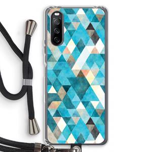 CaseCompany Gekleurde driehoekjes blauw: Sony Sony Xperia 10 III Transparant Hoesje met koord