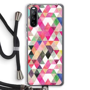 CaseCompany Gekleurde driehoekjes: Sony Sony Xperia 10 III Transparant Hoesje met koord