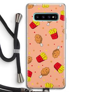 CaseCompany Chicken 'n Fries: Samsung Galaxy S10 Plus Transparant Hoesje met koord