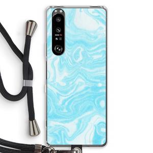 CaseCompany Waterverf blauw: Sony Xperia 1 III Transparant Hoesje met koord