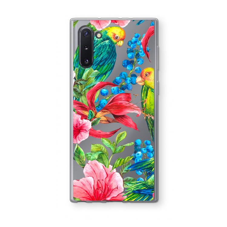 CaseCompany Papegaaien: Samsung Galaxy Note 10 Transparant Hoesje