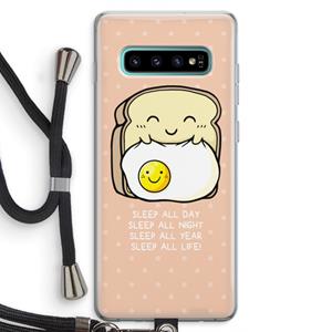 CaseCompany Sleep All Day: Samsung Galaxy S10 Plus Transparant Hoesje met koord
