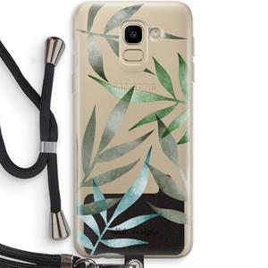 CaseCompany Tropical watercolor leaves: Samsung Galaxy J6 (2018) Transparant Hoesje met koord