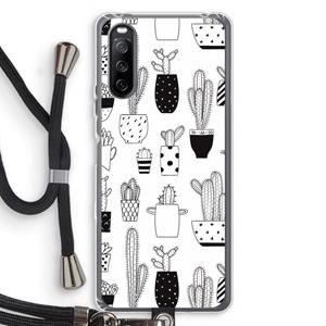 CaseCompany Cactusmotief: Sony Sony Xperia 10 III Transparant Hoesje met koord