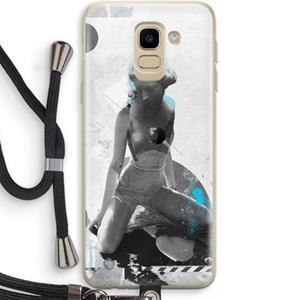 CaseCompany I will not feel a thing: Samsung Galaxy J6 (2018) Transparant Hoesje met koord