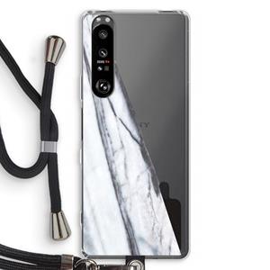CaseCompany Gestreepte marmer: Sony Xperia 1 III Transparant Hoesje met koord