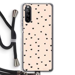 CaseCompany Kleine kattenkopjes: Sony Sony Xperia 10 III Transparant Hoesje met koord