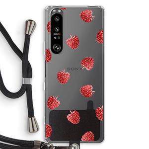 CaseCompany Framboosjes: Sony Xperia 1 III Transparant Hoesje met koord