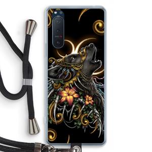 CaseCompany Huilende Wolf: Sony Xperia 5 II Transparant Hoesje met koord