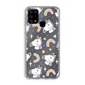 CaseCompany Rainbow Unicorn: Samsung Galaxy M31 Transparant Hoesje