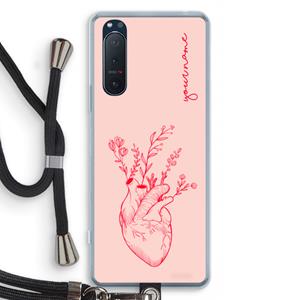 CaseCompany Blooming Heart: Sony Xperia 5 II Transparant Hoesje met koord