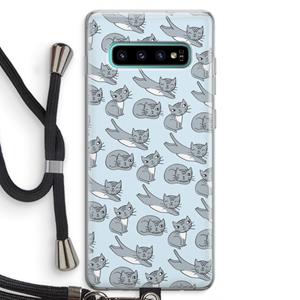 CaseCompany Poezen: Samsung Galaxy S10 Plus Transparant Hoesje met koord