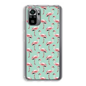 CaseCompany Flamingoprint groen: Xiaomi Redmi Note 10S Transparant Hoesje