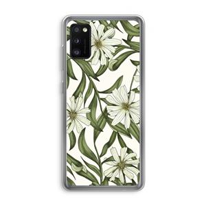 CaseCompany Wit bloemenpatroon: Samsung Galaxy A41 Transparant Hoesje