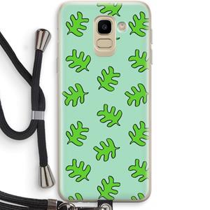 CaseCompany Groene blaadjes: Samsung Galaxy J6 (2018) Transparant Hoesje met koord