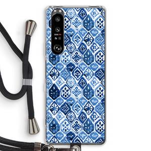 CaseCompany Blauw motief: Sony Xperia 1 III Transparant Hoesje met koord