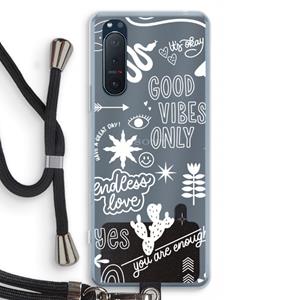 CaseCompany Good vibes: Sony Xperia 5 II Transparant Hoesje met koord