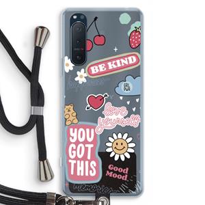 CaseCompany Positivity: Sony Xperia 5 II Transparant Hoesje met koord