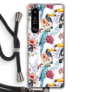 CaseCompany Bloemen tukan: Sony Xperia 1 III Transparant Hoesje met koord