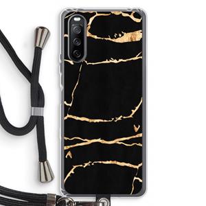 CaseCompany Gouden marmer: Sony Sony Xperia 10 III Transparant Hoesje met koord