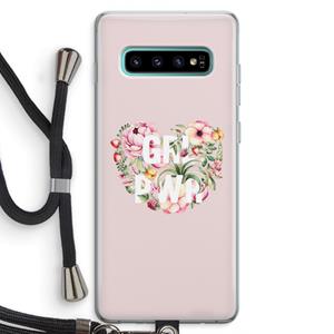 CaseCompany GRL PWR Flower: Samsung Galaxy S10 Plus Transparant Hoesje met koord