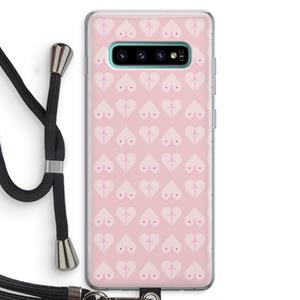 CaseCompany Ass 'n Titties: Samsung Galaxy S10 Plus Transparant Hoesje met koord