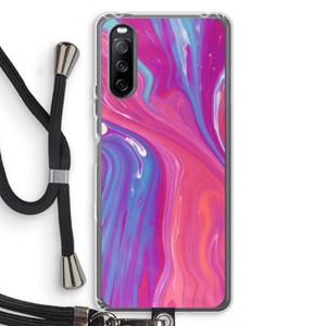 CaseCompany Paarse stroom: Sony Sony Xperia 10 III Transparant Hoesje met koord