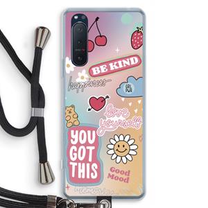 CaseCompany Positivity: Sony Xperia 5 II Transparant Hoesje met koord