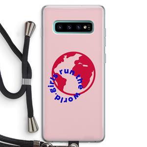 CaseCompany Run The World: Samsung Galaxy S10 Plus Transparant Hoesje met koord