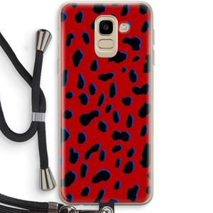 CaseCompany Red Leopard: Samsung Galaxy J6 (2018) Transparant Hoesje met koord