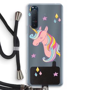 CaseCompany Roze eenhoorn: Sony Xperia 5 II Transparant Hoesje met koord