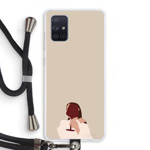 CaseCompany I drink wine: Samsung Galaxy A71 Transparant Hoesje met koord