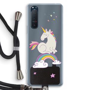 CaseCompany Regenboog eenhoorn: Sony Xperia 5 II Transparant Hoesje met koord