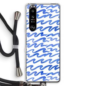 CaseCompany Blauwe golven: Sony Xperia 1 III Transparant Hoesje met koord