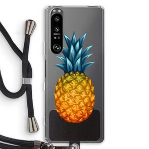 CaseCompany Grote ananas: Sony Xperia 1 III Transparant Hoesje met koord