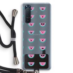 CaseCompany Smiley watermeloenprint: Sony Xperia 5 II Transparant Hoesje met koord