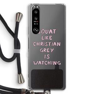 CaseCompany Christian Grey: Sony Xperia 1 III Transparant Hoesje met koord