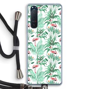CaseCompany Flamingo bladeren: Sony Xperia 5 II Transparant Hoesje met koord